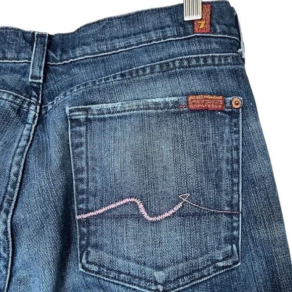 7 for all Mankind Bootcut Jeans Pink  Stitching Womens Size 31 - Picture 3 of 13
